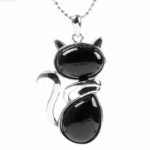 pendentif chat agate noire
