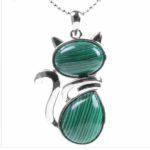 Pendentif chat Malachite