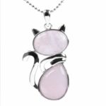 Pendentif chat Quartz Rose